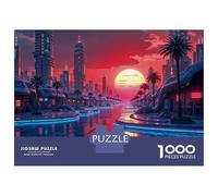 Rompecabezas De 1000 Piezas para Adolescentes Future City Sunset Neon Lights Rompecabezas Juego De Ingenio Decoración De Pared Regalos De Cumpleaños Y Únicos 52x38cm/1000pcs