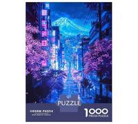 Rompecabezas De 1000 Piezas para Adolescentes Futuristic Fuji Neon Bloom Rompecabezas para Adultos Juguete Decoración De Pared Desafío Difícil Desafiante De Completar 52x38cm/1000pcs