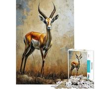 Rompecabezas de 1000 Piezas para Adolescentes Gacela Elegante Rompecabezas artístico para Adultos Juegos Familiares patrón de ensamblaje desafío Educativo (tamaño 38x52cm)