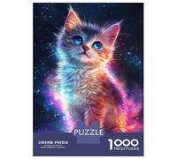 Rompecabezas De 1000 Piezas para Adolescentes Galactic Kitten Glow Rompecabezas Juego Familiar Mejora La Memoria Cumpleaños 52x38cm/1000pcs
