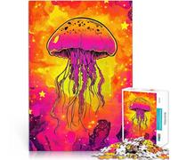 Rompecabezas de 1000 Piezas para Adolescentes Galaxia de Las Medusas de neón Difícil Difícil con póster a Juego y Hoja de Trivia 75x50cm