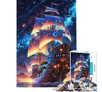 Rompecabezas de 1000 Piezas para Adolescentes Galeón Estelar ︰ Viaje más allá del Cielo Rompecabezas para Adultos Juegos relajantes Arte de Pared Ayuda a ejercitar el Cerebro (Tamaño 50x75cm)