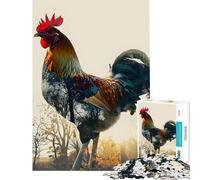 Rompecabezas de 1000 Piezas para Adolescentes Gallo Doble Exposición Reto para completar Juegos Educativos y Relajantes para Mayores de 14 años (38x26cm)