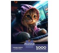 Rompecabezas De 1000 Piezas para Adolescentes Gamer Cat Rompecabezas para Adultos Juguetes DIY para La Diversión Familiar para Cumpleaños, Navidad 70x50cm/1000pcs