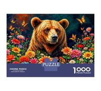 Rompecabezas De 1000 Piezas para Adolescentes Garden Flowers with Bear Rompecabezas para Adolescentes Juego Práctico Desafío Difícil Oferta como Regalo para Toda La Familia 38x26cm/1000pcs