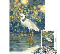 Rompecabezas de 1000 Piezas para Adolescentes: Garza Blanca bajo una Noche Estrellada Juguete Educativo Regalos y Juegos Divertidos Entrena tu Cerebro y Tus Manos Tamaño 38x52cm