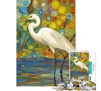 Rompecabezas de 1000 Piezas para Adolescentes Garza Blanca Entre Flores Rompecabezas para Adultos Juego de ingenio Regalo de cumpleaños Regalos para Reducir el estrés (tamaño 38x26cm)