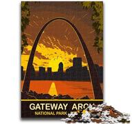 Rompecabezas de 1000 Piezas para Adolescentes, Gateway Arch, Atardecer, Juguete Educativo, Divertidos Juegos Familiares, decoración única para el hogar (26x38cm)
