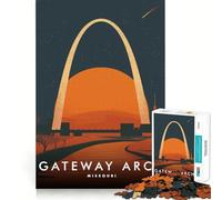 Rompecabezas de 1000 Piezas para Adolescentes Gateway Arch Missouri Clean Edge Juego Focus Juego Regalo Juego de Juego inactivo Arte de Pared navideño (50x75cm)