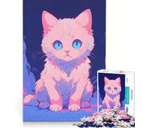 Rompecabezas de 1000 Piezas para Adolescentes: Gatito Curioso, Juegos relajantes, desafío difícil, colección de Artistas, Bellas Artes 38x52cm