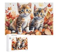 Rompecabezas de 1000 piezas para adolescentes, gatito de otoño, par de 1 rompecabezas, juguetes de bricolaje, una obra de arte como regalo para toda la familia, 1000 piezas
