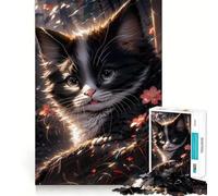 Rompecabezas de 1000 Piezas para Adolescentes Gato Alegre y Esponjoso Jugando,Encaje, Arte,Juego de concentración Mental,Tiempo de Descanso,diversión, Ocio (50x75cm)