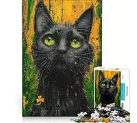 Rompecabezas de 1000 Piezas para Adolescentes Gato Amarillo y Verde Juguete para armar Ideal para Relajarse y despejar la Mente Decorar el Escritorio 38x52cm