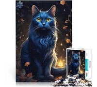 Rompecabezas de 1000 Piezas para Adolescentes Gato Azul a la luz de la Luna Análisis y lógica Colección de Artistas, Bellas Artes 52x38cm