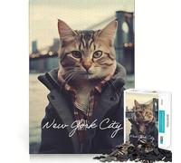 Rompecabezas de 1000 Piezas para Adolescentes Gato,Brooklyn,Nueva York,Ajuste ceñido,Juego,Concentración,Diversión,Ocio,Tiempo de diversión,Arte de Pared navideño (50x75cm)