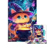 Rompecabezas de 1000 Piezas para Adolescentes Gato Bruja Preparando Pociones Actividades Divertidas para Hacer en casa Decoración Juego de ingenio Apto para Mayores de 14 años (38x26cm)