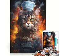 Rompecabezas de 1000 Piezas para Adolescentes: Gato Chef cocinando, Pintura, Juguete Decorativo para Pared, Regalo de cumpleaños, para Fortalecer el Amor Entre Parejas 38x52cm