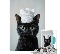 Rompecabezas de 1000 Piezas para Adolescentes Gato Chef con Gorro de Papel Rompecabezas para Adultos Juguetes de Bricolaje Carrera de Velocidad Manual Oferta Toda la Familia