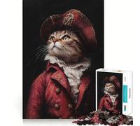 Rompecabezas de 1000 Piezas para Adolescentes Gato con Abrigo Rojo Arte de Corte preciso Juego Divertido para concentrarse y Relajarse Regalo Ideal para cumpleaños (50x75cm)
