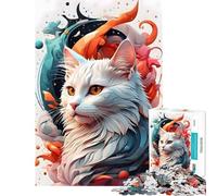 Rompecabezas de 1000 Piezas para Adolescentes Gato con IA o Gato Vectorial Ayuda a ejercitar el Cerebro Juguete Educativo para el Aprendizaje Decoración de Pared Apto para Mayores de 14 años 50x75cm
