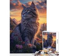 Rompecabezas de 1000 Piezas para Adolescentes Gato de montaña en Flor Juego práctico Educativo para Aprender y Decorar el hogar Juguetes para Relajarse y estimular el intelecto (38x52cm)