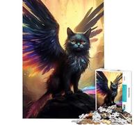Rompecabezas de 1000 Piezas para Adolescentes Gato Diablo Guardián Juego Educativo Juguete Intelectual Gran Regalo para Juegos Regalo de cumpleaños (tamaño 38x52cm)