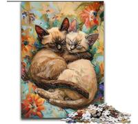 Rompecabezas de 1000 Piezas para Adolescentes, Gato durmiendo Entre Flores, para Mayores de 14 años Un Juego desafiante para Regalar a Toda la Familia y Amigos 26x38cm