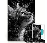 Rompecabezas de 1000 Piezas para Adolescentes Gato en el Agua,Juego de Bordes limpios,Juguete de Desarrollo cognitivo,Juego de Entretenimiento,decoración navideña,Regalo (38x26cm)