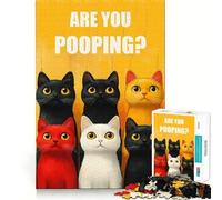 Rompecabezas de 1000 Piezas para Adolescentes Gato en el baño ¿Estás Haciendo Caca? Manualidad de Corte preciso Ejercicio Mental Diversión Tiempo de Relax Actividad de cumpleaños (38x52cm)
