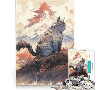 Rompecabezas de 1000 Piezas para Adolescentes: Gato en la Cima de una montaña, decoración de Pared, difícil y desafiante, Aficionados a los Videojuegos 38x52cm