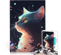 Rompecabezas de 1000 Piezas para Adolescentes Gato en Las Estrellas Juguetes Juegos Educativos Antiestrés Una Obra de Arte 38x26cm