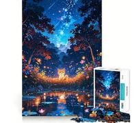 Rompecabezas de 1000 Piezas para Adolescentes Gato en un Bosque Encantado Arte de Bordes precisos Entrenamiento Mental Divertido Juego Relajante Regalo de cumpleaños (50x75cm)