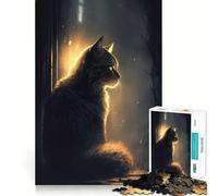 Rompecabezas de 1000 Piezas para Adolescentes Gato en un relámpago,Juego de Ajuste preciso,Desarrollo Mental,diversión,Tiempo Libre,Navidad,hogar,Arte (50x75cm)