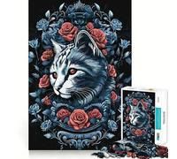 Rompecabezas de 1000 Piezas para Adolescentes Gato,Estilo gótico y Rockabilly,Arte de Corte preciso,Juego cognitivo,Regalo para Momentos de Juego tranquilos,decoración navideña (50x75cm)