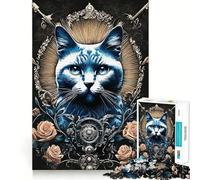 Rompecabezas de 1000 Piezas para Adolescentes Gato,Estilo gótico y Rockabilly,Corte preciso,Manualidades,diversión cognitiva,Juego para el Tiempo Libre,decoración navideña para el hogar (38x52cm)