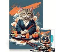 Rompecabezas de 1000 Piezas para Adolescentes Gato,Estilo Tradicional japonés,Ajuste, Juego para desarrollar la Mente,diversión,Tiempo Libre,Navidad,decoración del hogar (50x75cm)