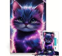 Rompecabezas de 1000 Piezas para Adolescentes Gato Galaxia,Corte preciso,Manualidades,Diversión cognitiva,Juego de Ocio,Arte navideño para el hogar (38x26cm)