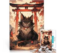 Rompecabezas de 1000 Piezas para Adolescentes Gato guardián del Torii Difícil Difícil con Piezas de Formas aleatorias Que se entrelazan Completamente 52x38cm