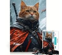 Rompecabezas de 1000 Piezas para Adolescentes Gato Guerrero en la Nieve,Corte Premium,Divertido,fácil de Usar,para Jugar,decoración navideña (38x26cm)