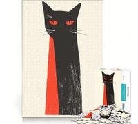 Rompecabezas de 1000 Piezas para Adolescentes: Gato Negro con Ojos Rojos, Juegos Divertidos, Actividades para Disfrutar en casa, Juego con un diseño Precioso 38x52cm