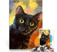 Rompecabezas de 1000 Piezas para Adolescentes Gato Negro Que se esconde Tras el Espejo Juguetes educativos Buen Regalo 52x38cm