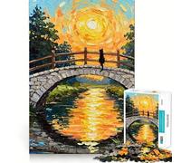 Rompecabezas de 1000 Piezas para Adolescentes Gato Negro sobre Puente de Piedra,diseño de Bordes precisos,Juego de lógica,diversión Relajante,Regalo artístico de Navidad 38x26cm