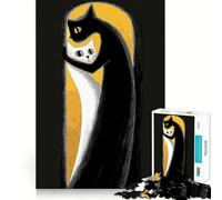 Rompecabezas de 1000 Piezas para Adolescentes Gato Negro sosteniendo a un Gato Blanco Diseño artístico de Corte preciso Regalo para desarrollar la Agilidad y para Disfrutar de la Navidad Decoración