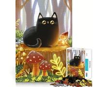 Rompecabezas de 1000 Piezas para Adolescentes Gato Negro y el Elfo Diversión con articulaciones Suaves Juego cognitivo Ideal para Momentos de Ocio y Entretenimiento Regalo Festivo (50x75cm)