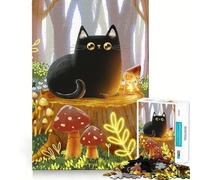 Rompecabezas de 1000 Piezas para Adolescentes Gato Negro y el Elfo Diversión con articulaciones Suaves Juego cognitivo Ideal para Momentos de Ocio y Entretenimiento Regalo Festivo (38x52cm)