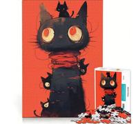 Rompecabezas de 1000 Piezas para Adolescentes: Gato Oscuro y anormal, Juego Educativo, Ideal para Reducir el estrés, cumpleaños 38x26cm