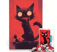 Rompecabezas de 1000 Piezas para Adolescentes: Gato Oscuro y anormal, Juguete Educativo, Actividades Divertidas en casa, Regalo de Juego desafiante 38x52cm