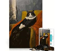 Rompecabezas de 1000 Piezas para Adolescentes Gato Pintado como silbador,Madre,Corte, lógica Divertida,Juguete Divertido,Juego pacífico,diversión de cumpleaños,Juego Divertido (38x52cm)