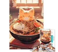 Rompecabezas de 1000 Piezas para Adolescentes Gato Ramen Juegos relajantes Juguetes adictivos para Cultivar la Paciencia un Gran Regalo un desafío difícil (tamaño 38x26cm)