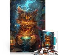 Rompecabezas de 1000 Piezas para Adolescentes Gato Sabio Reducción del estrés Interesante con Piezas de Formas aleatorias Que se entrelazan Completamente 75x50cm